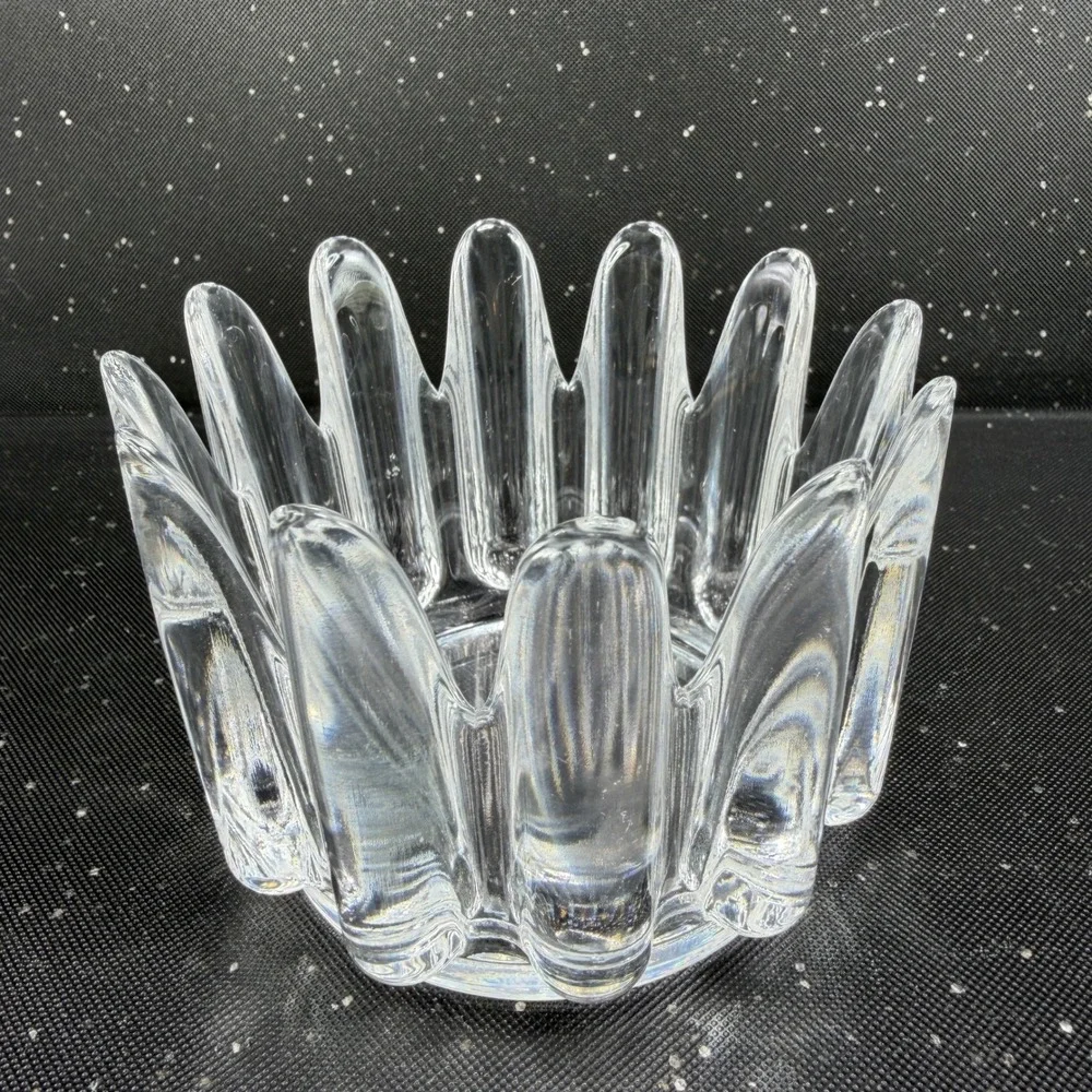 Orrefors Corona Crystal Bowl Lars Hellsten Swedish Glass 3in Clear Crown Dish